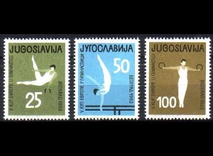 Jugoslawien Mi.Nr. 1049-51 Europameisterschaften im Turnen (3 Werte)