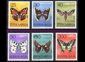 Jugoslawien Mi.Nr. 1069-74 Schmetterlinge (6 Werte)