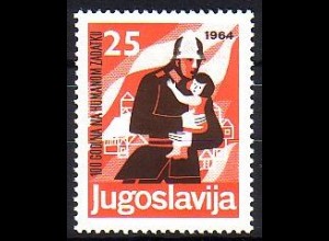 Jugoslawien Mi.Nr. 1075 100 J. jug. Feuerwehren, Feuerwehrmann rettet Kind (25)