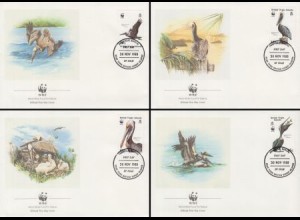 Jungferninseln Mi.Nr. 637-40 Weltweiter Naturschutz, Pelikan (4 Briefe)