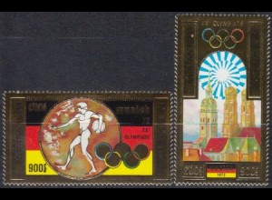 Kambodscha Mi.Nr. 351-52A Olympia 1972 München, Diskus, Kirchen Flagge (2 Werte)