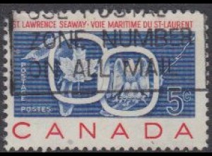 Kanada Mi.Nr. 334 St.-Lorenz-Seeweg, Wappen über Karte der Großen Seen (5)