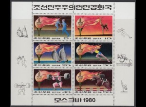 Korea-Nord Mi.Nr. Klbg.1860-65 Olympische Sommerspiele Moskau 