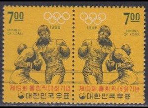 Korea-Süd Mi.Nr. Zdr.632/633 Olympia 1968 Mexiko, Boxer beim Schlagwechsel 