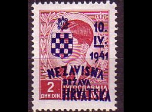Kroatien Mi.Nr. 28 Marke Jugoslwawiens (Mi.Nr. 397) m. Aufdr. (2)