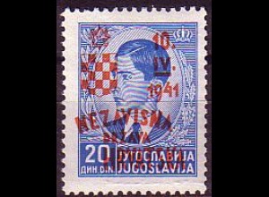 Kroatien Mi.Nr. 37 Marke Jugoslwawiens (Mi.Nr. 406) m. Aufdr. (20)