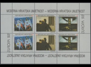 Kroatien Mi.Nr. Klbg.240-42 Europa 93, Zeitgenössische Kunst (mit 2x240-42)