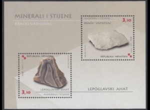 Kroatien Mi.Nr. Block 42 Mineralien und Gesteine, Calcit, Achat