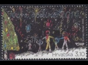 Kroatien Mi.Nr. 1109 Neujahr, Schülerzeichnung Familie beim Feuerwerk (3,10)