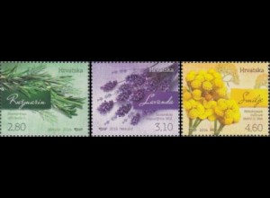 Kroatien Mi.Nr. 1217-19 Einheimische Flora, Gewürz- und Duftpflanzen (3 Werte)