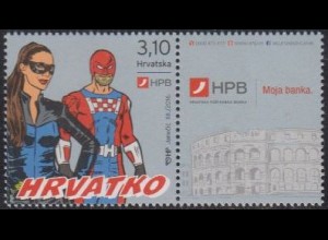 Kroatien MiNr. 1258Zf Werbemarke Kroatische Postbank (3,10 + Zierfeld)