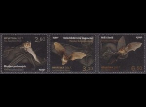 Kroatien MiNr. 1272-74 Einheimische Fauna, Fledermäuse (3 Werte)