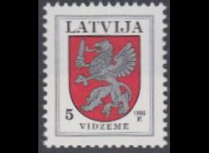 Lettland Mi.Nr. 373A II Freim. Wappen, Vidzeme, Jahreszahl 1996 (5)