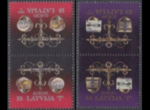 Lettland Mi.Nr. 376-77 Europa 94, Entdeckungen, Erfind., Waage (2 Kehrdr.paare)