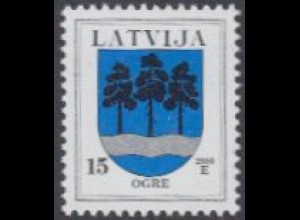 Lettland Mi.Nr. 495 II Freim. Wappen, Ogre, Jahreszahl 2000 (15)