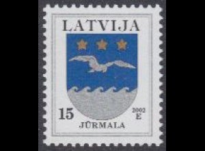 Lettland Mi.Nr. 522 III Freim. Wappen, Jurmala, Jahreszahl 2002 (15)