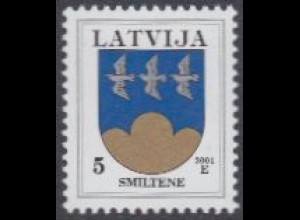 Lettland Mi.Nr. 541A I Freim. Wappen, Smiltene, Jahreszahl 2001 (5)