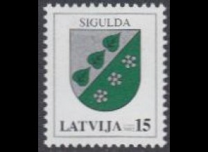 Lettland Mi.Nr. 564A I Freim. Wappen, Sigulda, Jahreszahl 2002 (15)