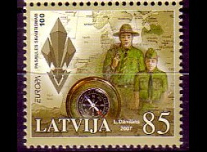 Lettland Mi.Nr. 700 Europa 07, Pfadfinder, Emblem, Kompaß, Europakarte (85)
