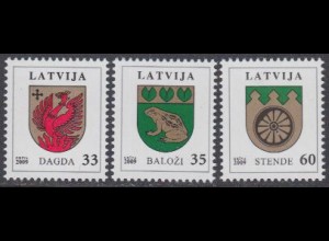Lettland Mi.Nr. 750-52 Freim. Wappen, Dagda, Balozi, Stende (3 Werte)