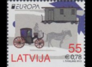 Lettland Mi.Nr. 861Du Europa 2013 Postfahrzeuge Kutsche Eisenbahnwagen (55/0,78)