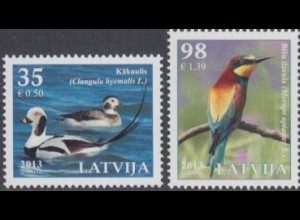 Lettland Mi.Nr. 864-65 Einheimische Vögel, Eisente + Bienenfresser (2 Werte)