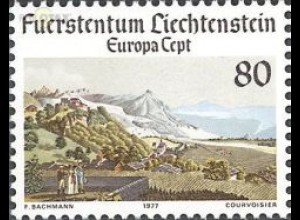 Liechtenstein Mi.Nr. 668 Europa 77, Landschaften, Ansicht von Vaduz (80)