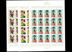 Liechtenstein Mi.Nr. Klbg.684-86 Liechtensteiner Trachten (mit je 20 x 684-86)