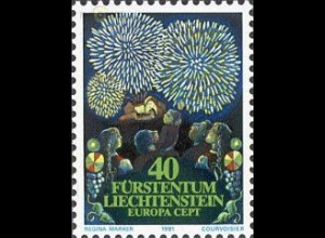 Liechtenstein Mi.Nr. 764 Europa 1981 Folklore, Feuerwerk auf Schloß Vaduz (40)