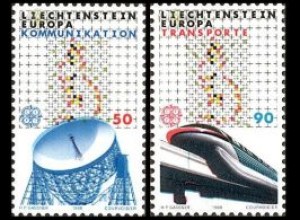 Liechtenstein Mi.Nr. 937-38 Europa 88, Transport- + Kommunikationsmittel (2 W.)