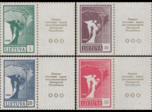 Litauen Mi.Nr. 461-64Zf. Freim. Friedensengel (4 Werte mit Zierfeldern russisch)