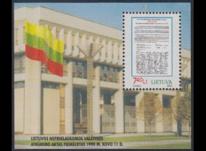 Litauen Mi.Nr. Block 18 10 Jahre Unabhängigkeit