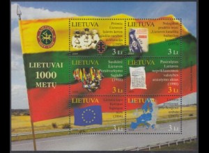 Litauen Mi.Nr. Block 39 1000Jahre Litauen, u.a.Beitritt zu EU + Schengener Abk.