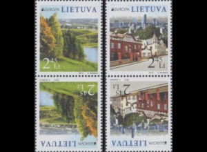 Litauen Mi.Nr. 1103-04 Europa 12 Besuche Landschaft Architektur (2 Kehrdr.paare)