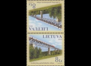 Litauen Mi.Nr. 1115 Eisenbahnbrücke Lyduvenai (Kehrdruckpaar)
