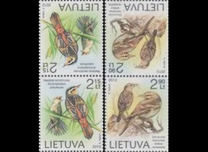 Litauen Mi.Nr. 1144-45 Rotes Buch gefährdet.Tierarten, Vögel (2 Kehrdr.paare)