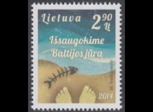 Litauen Mi.Nr. 1161 Schutz der Ostsee, Füße am Strand, Fischgräten (2,90)