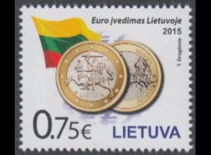 Litauen Mi.Nr. 1175 EURO-Einführung, Lit.Euromünze, Staatsflagge (0,75)