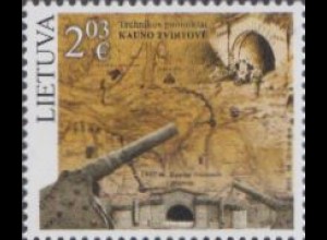 Litauen Mi.Nr. 1186 Festung Kaunas, Geschütz, Landkarte (2,03)
