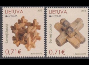 Litauen Mi.Nr. 1187-88 Europa 15, Historisches Spielzeug, Steckspiel (2 Werte)