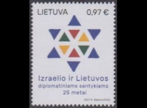 Litauen MiNr. 1235 Diplomat.Beziehungen zu Israel, Davidstern (0,97)