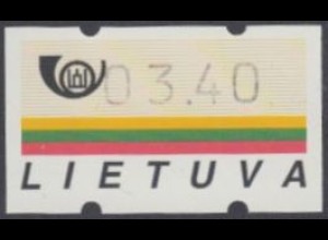 Litauen ATM Mi.Nr. 1 Unterdruck Staatsflagge, mit rückseitiger Nummer (03.40)