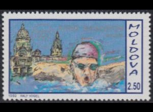 Moldawien Mi.Nr. 37 Olympia 1992 Barcelona, Schwimmen I.Bascatov (2,50)