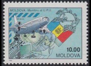 Moldawien Mi.Nr. 45 Beitritt Moldawiens zur UPU, Flugzeug (10,00)
