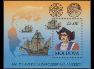 Moldawien Mi.Nr. Block 3 500.J.tag Entdeckung Amerikas, Kolumbus