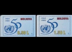Moldawien Mi.Nr. 182-83 50Jahre UNO, skl., gedruckte Nummer: 1 (2 Werte)