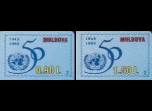 Moldawien Mi.Nr. 182-83 50Jahre UNO, skl., gedruckte Nummer: 2 (2 Werte)