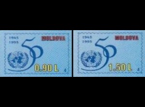 Moldawien Mi.Nr. 182-83 50Jahre UNO, skl., gedruckte Nummer: 4 (2 Werte)