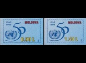 Moldawien Mi.Nr. 182-83 50Jahre UNO, skl., gedruckte Nummer: 5 (2 Werte)