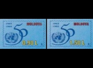 Moldawien Mi.Nr. 182-83 50Jahre UNO, skl., gedruckte Nummer: 6 (2 Werte)